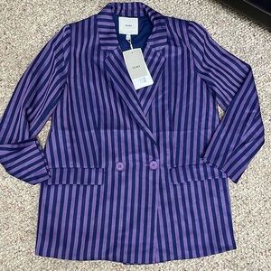Ichi iXMissy Purple Striped Women's double button Blazer
